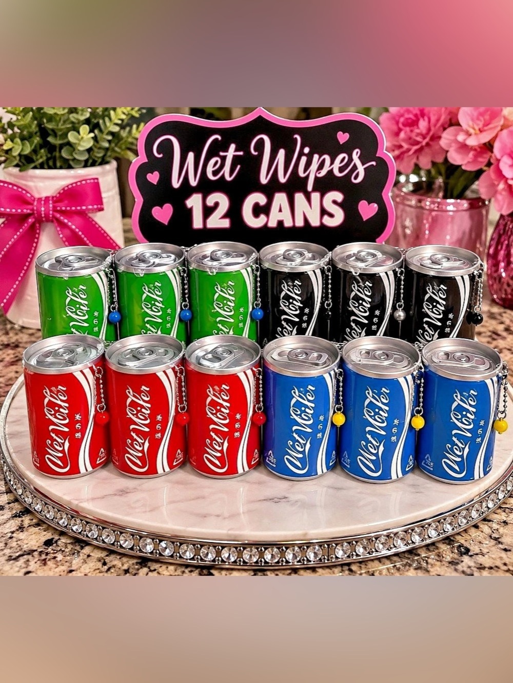 Bulk of 12- Cola 12 Cans Wet Wipes 12-Can Party Decor Set- NEW!